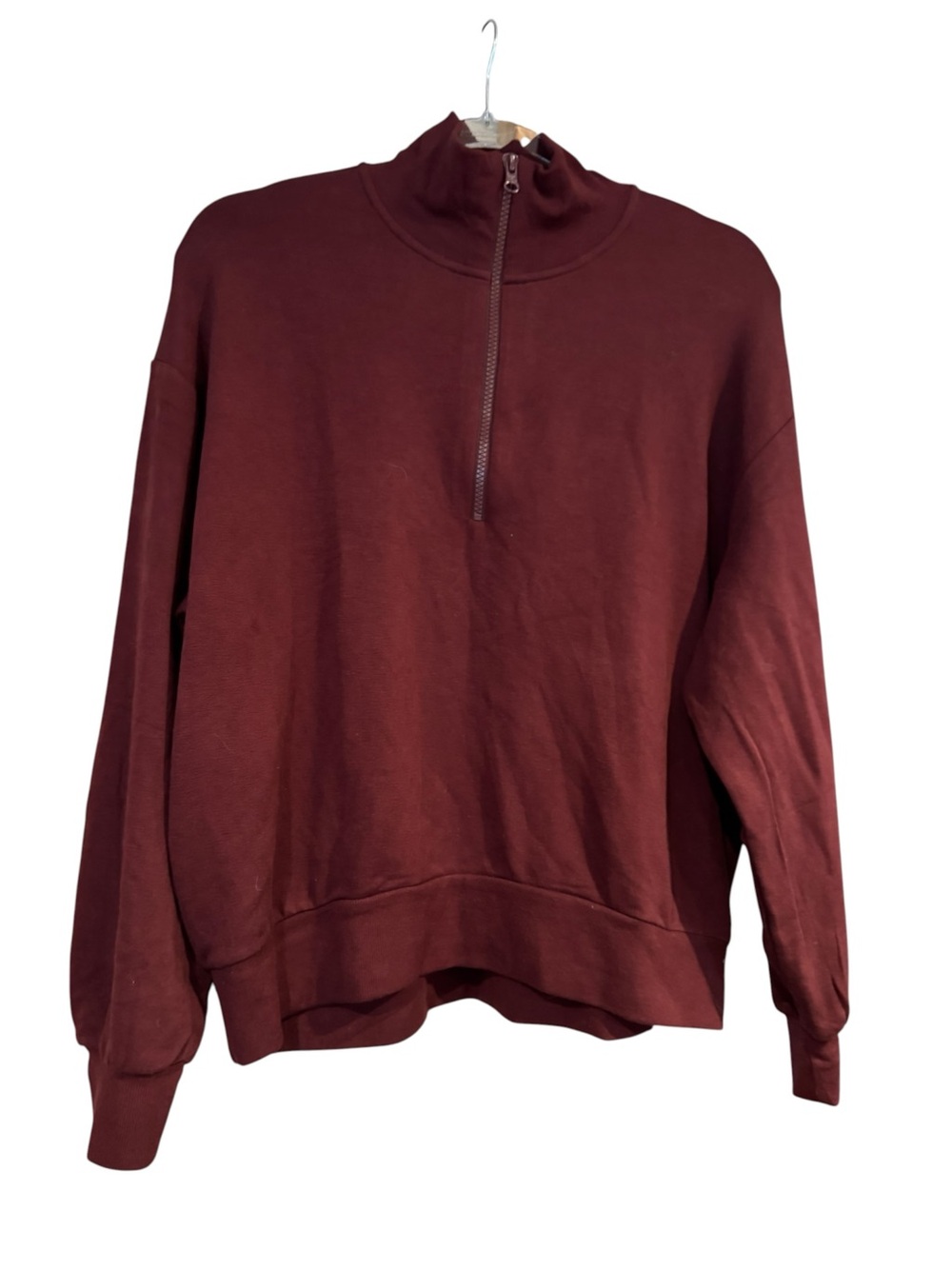 Lou & Grey Signaturesoft Plush Half Zip Pullover Half-Zip Mock Neck Burgundy
